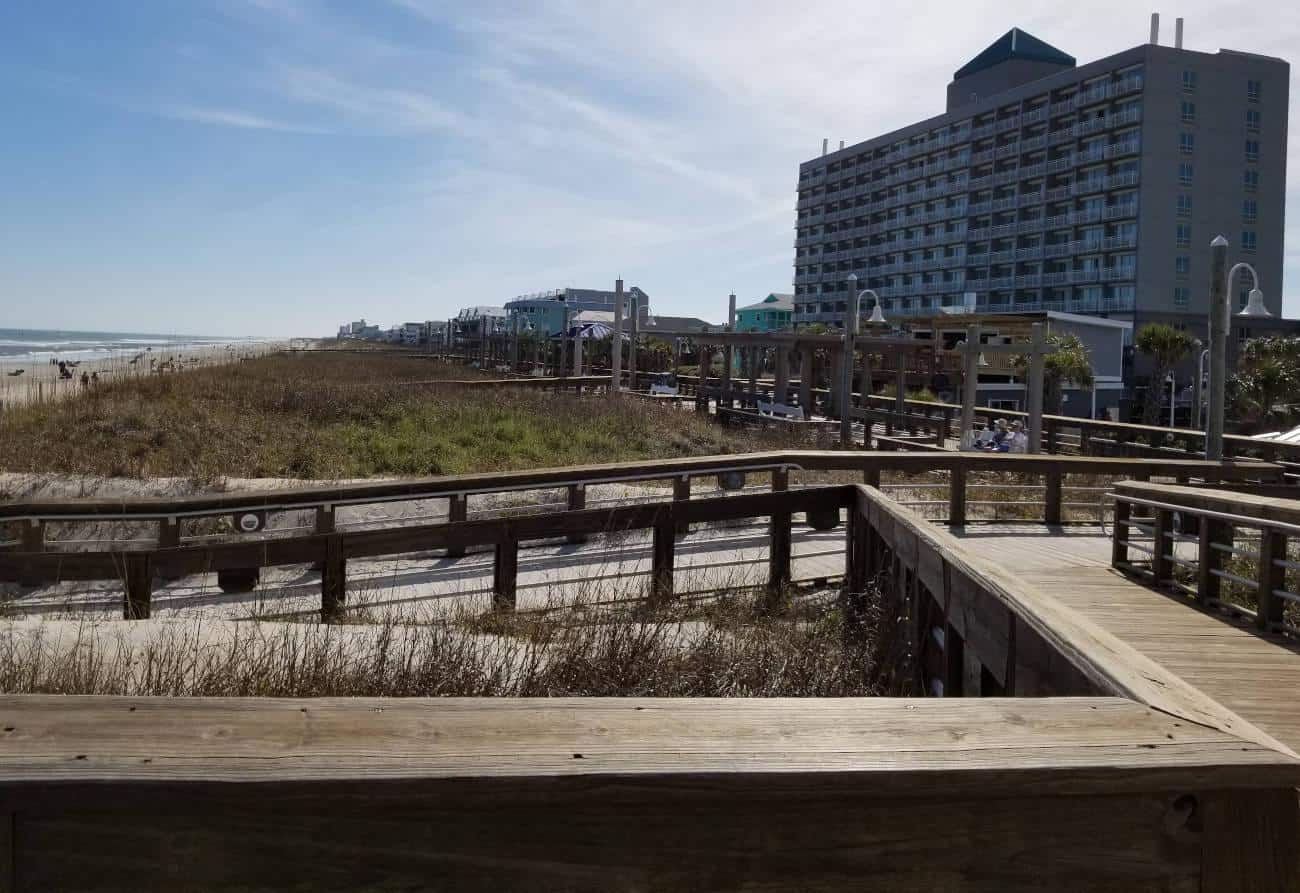 beachfront boardwalk in carolina beach 