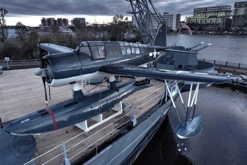 uss north carolina battleship plane